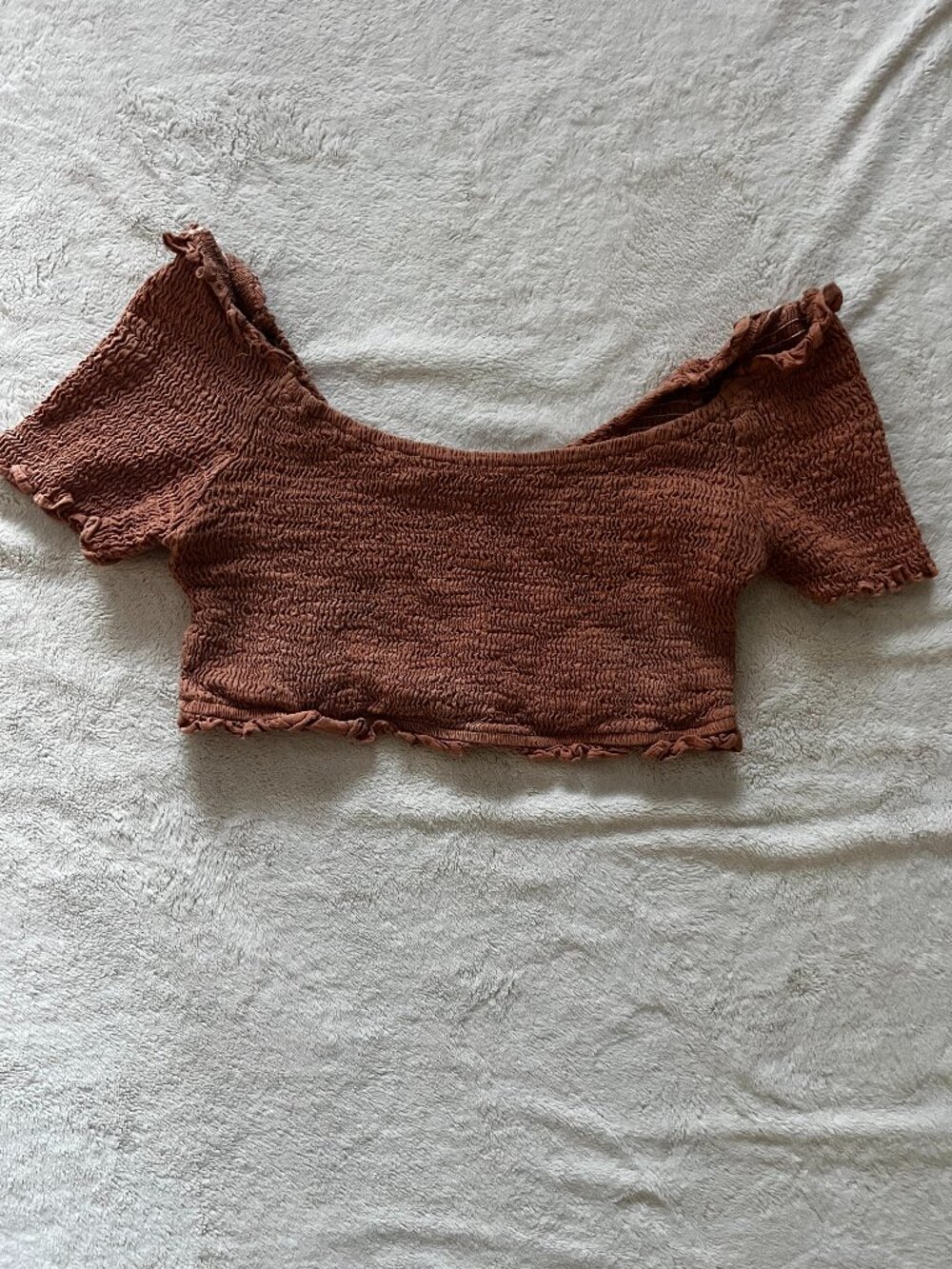 Blue Blush Peach Stretch Crop Top – Boutique Style – Size M